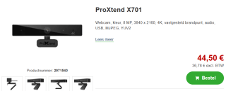 ProXtend X701 4K Webcam voor €38,37 bij Proshop