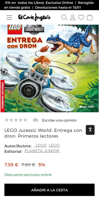 Lego Jurassic World Entrega con Dron. Primeros Lectores por 7,55€.