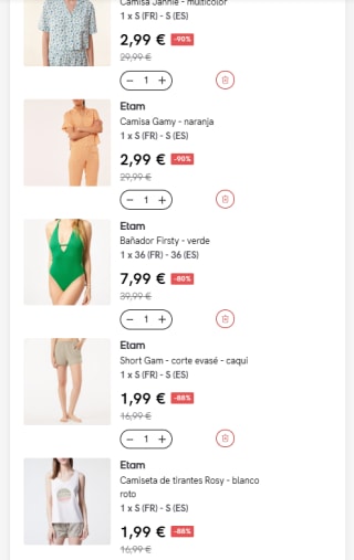 Liquidación Etam hasta 90% + 10€ EXTRA descuento ropa mujer preciazos