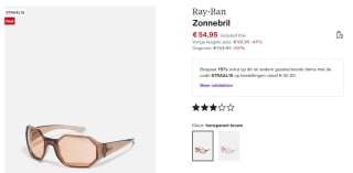 Ray-Ban Dames Zonnebril Transparent Brown voor €46,71 bij Zalando