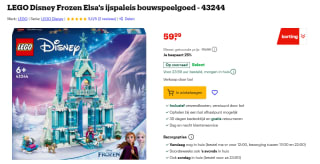 Lego Disney Frozen Elsa's ijspaleis (43244) voor €59,99 bij Bol