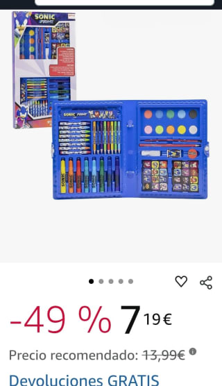 Caja para colorear de Sonic por 7,19€.