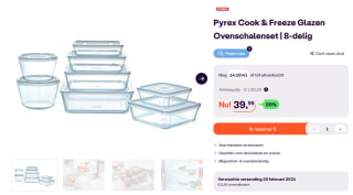 Pyrex Cook & Freeze glazen 8-delige ovenschalenset voor €39,95