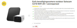 eufy Security - SoloCam C210+zonnepaneel - draadloze buitencamera - 2K voor €69 bij Praxis