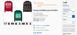 Jerseys navideños niños por 4,94€, mujer por 7,19€, hombre por 8,99€
