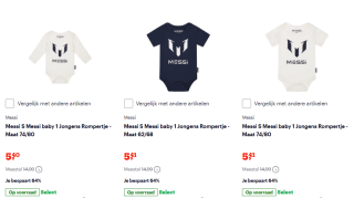 Diverse Messi baby rompertjes v.a. €4,64 bij Bol