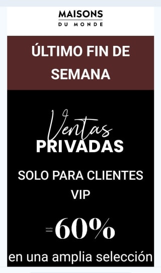 Hasta -60% Ventas Privadas en Maisons du Monde.