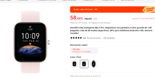 Reloj inteligente Amazfit Bip 3 Pro por 48.68€