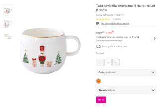 Taza Navideña N Narrative Let It Snow por $149 en Liverpool