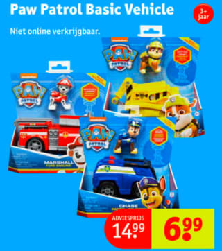 Paw Patrol Basic Vehicle diverse varianten voor €6,99 p.s. bij Kruidvat