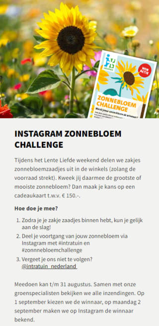 Gratis zakje zonnebloemzaadjes bij Intratuin in de winkels