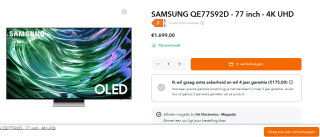 Samsung QE77S92D - 77 inch - 4K - OLED - 2024 voor €1.699 bij Artelectronics