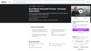 Cursos Udemy - Excel Básico Avançado - Formação Especialista - R$ 27,90