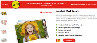 Kruidvat Merk foto's 10x15 cm 50 voor € 7,50 en 150 voor € 15 euro