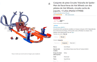 Circuito Telaraña de Spider-Man de RacerVerse de Hot Wheels por 49,35€
