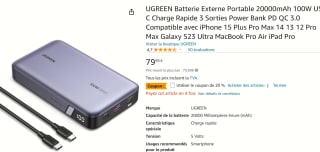UGREEN Powerbank 20000mAh 100W voor €64,53 bij Amazon