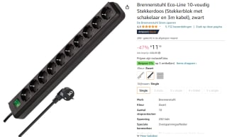 Brennenstuhl Eco-Line 10-voudige stekkerdoos voor €11,14 bij Amazon