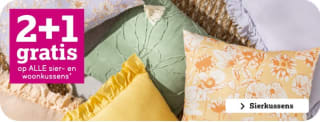 2+1 gratis op alle sierkussens bij Leen Bakker