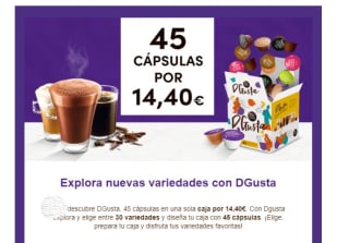 Caja personalizada de 45 cqapsulas Dolce Gusto por 14,40€