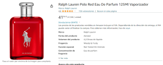Ralph Lauren Polo Red Eau De Parfum hombre 125ml por 41,94€