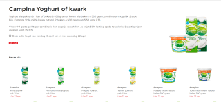 Campina Yoghurt of kwark 1+1 gratis bij de plus