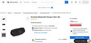 Enceinte Portable JBL Charge 5 - Bluetooth, 30W, Autonomie 20H, Étanche IP67, PartyBoost à 139,99€