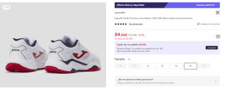 Zapatilla de Pádel de Hombre Joma Master 1000 por 24.56€ (Cuenta Nueva 14.74€)