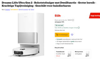 Dreame L10s Ultra Gen 2 - Robotstofzuiger met Dweilfunctie voor €519 bij Bol