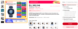 Smartwatch Honor GS 3 Global por $1,280 en AliExpress con cupón
