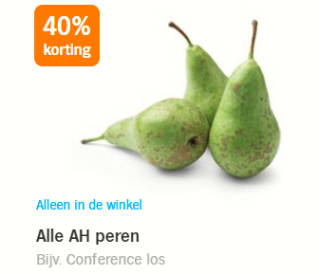 40% korting op alle Peren bij de AH