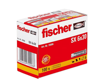 Tacos fischer pared para hormigón SX 6x30 100uds por 3,15€