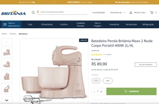 Batedeira Perola da Britânia, modelo Maxx 2 Nude - R$ 89,90