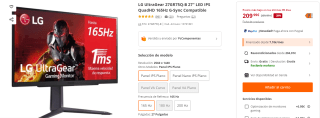 Monitor Gaming LG UltraGear 27GR75Q-B 27" LED IPS QuadHD 165Hz por 209,99€