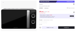 ProClean 3050. Microondas con Capacidad de 20L, Revestimiento Ready2Clean, 700 W de Potencia, 6 Niveles Funcionamiento, Temporizador 30 min, Modo Descongelar por 49.59€ (Cuenta Nueva 37.59€)