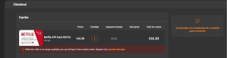 Tarjeta digital regarga 50€ saldo NETFLIX europa por solo 44€