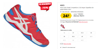Zapatillas de Mujer ASICS GEL-Padel Competition 2 SG por 24.99€