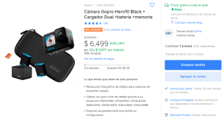 GoPro Hero 10 Black Pack por $6,499 en Mercado Libre