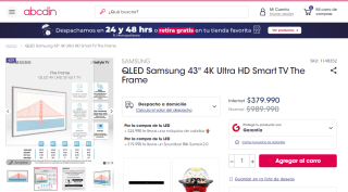 Smart TV Samsung QLED The Frame 43" 4K por $379.990