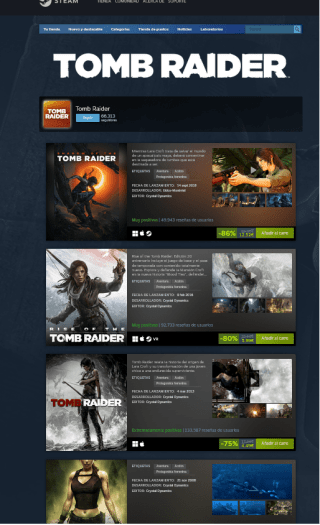 Saga Tomb Raider desde 0,97€ en Steampowered