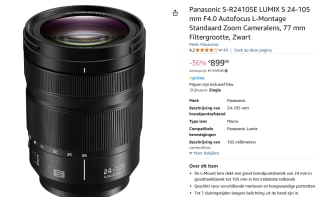 Panasonic Lumix S 24-105mm f/4.0 Macro OIS voor €899 bij Amazon