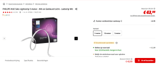 Philips Hue Indoor LED Strip 5 Meter voor €43,99 bij de mediamarkt