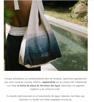 Regalo por la compra del Tratamiento Luz Solar la bolsa de playa de Secretos del Agua