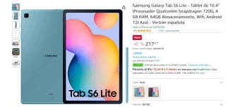 Tablet Samsung Galaxy Tab S6 Lite de 4GB/64GB por 217,63€