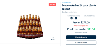Pack 24 Cervezas Modelo Ambar a $277 en Beerhouse