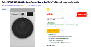 Beko B5DT510446W was-droogcombinatie voor €499 bij Bol