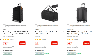 Tot 65% korting op rugzakken en reisbagage bij Bol