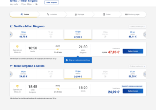 Vuelo Sevilla a Milán Bérgamo desde 47,85€ con Ryanair