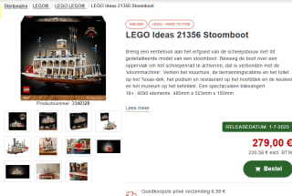 LEGO Ideas 21356 Stoomboot voor €279 bij Proshop