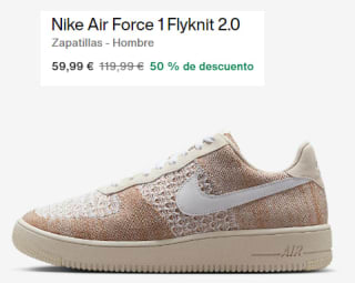 Zapatillas para Hombre Nike Air Force 1 Flyknit 2.0 por 59.99€