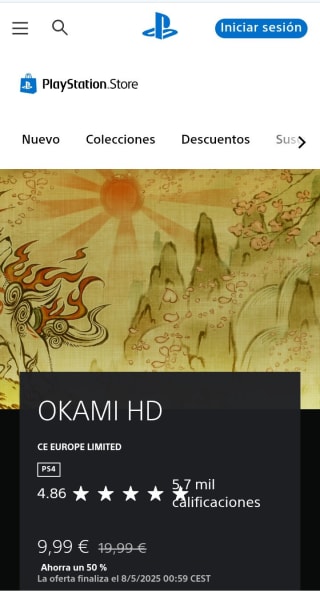 Okami HD PlayStation por 9,99€.
